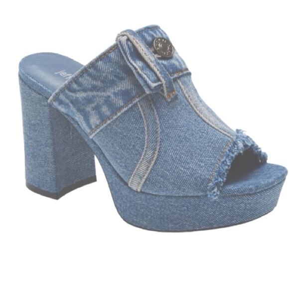 Jeffrey Campbell Magda Denim Jean Slide Platform Heel Size 5 - Picture 1 of 12